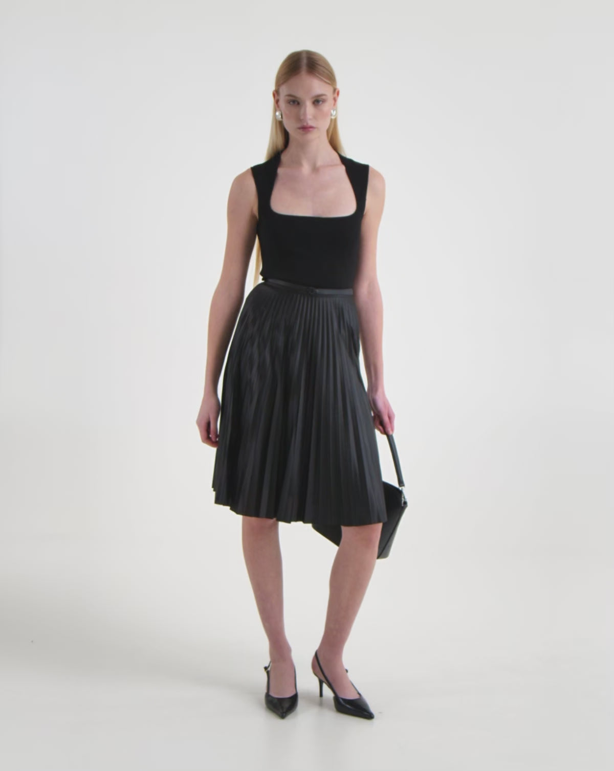 black pleated skirt midi dress RUDSAK JANE Black Pleated Midi Skirt