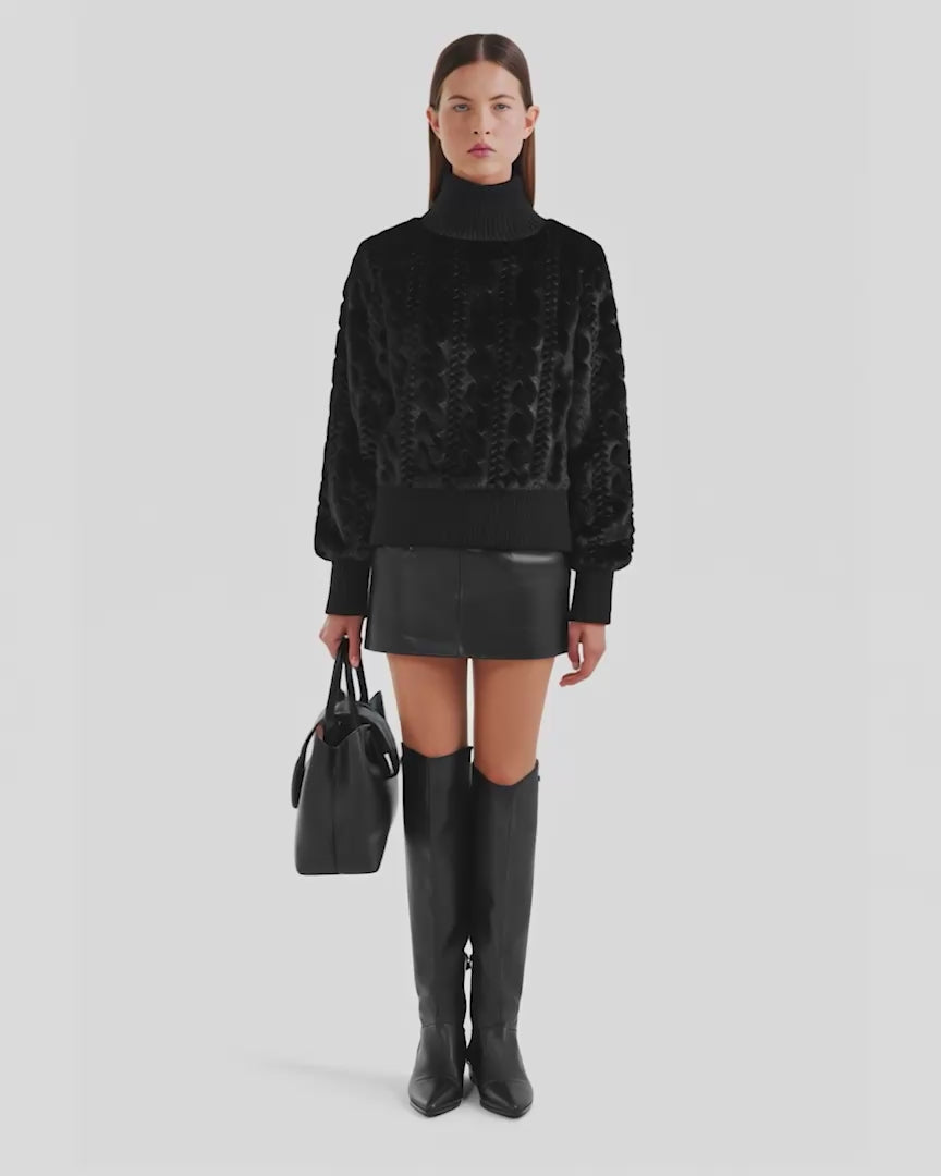 maison de Dolce. puffy knit ブラック Daphne Double Faced Cashmere Coat Black | Clothing | Bamford