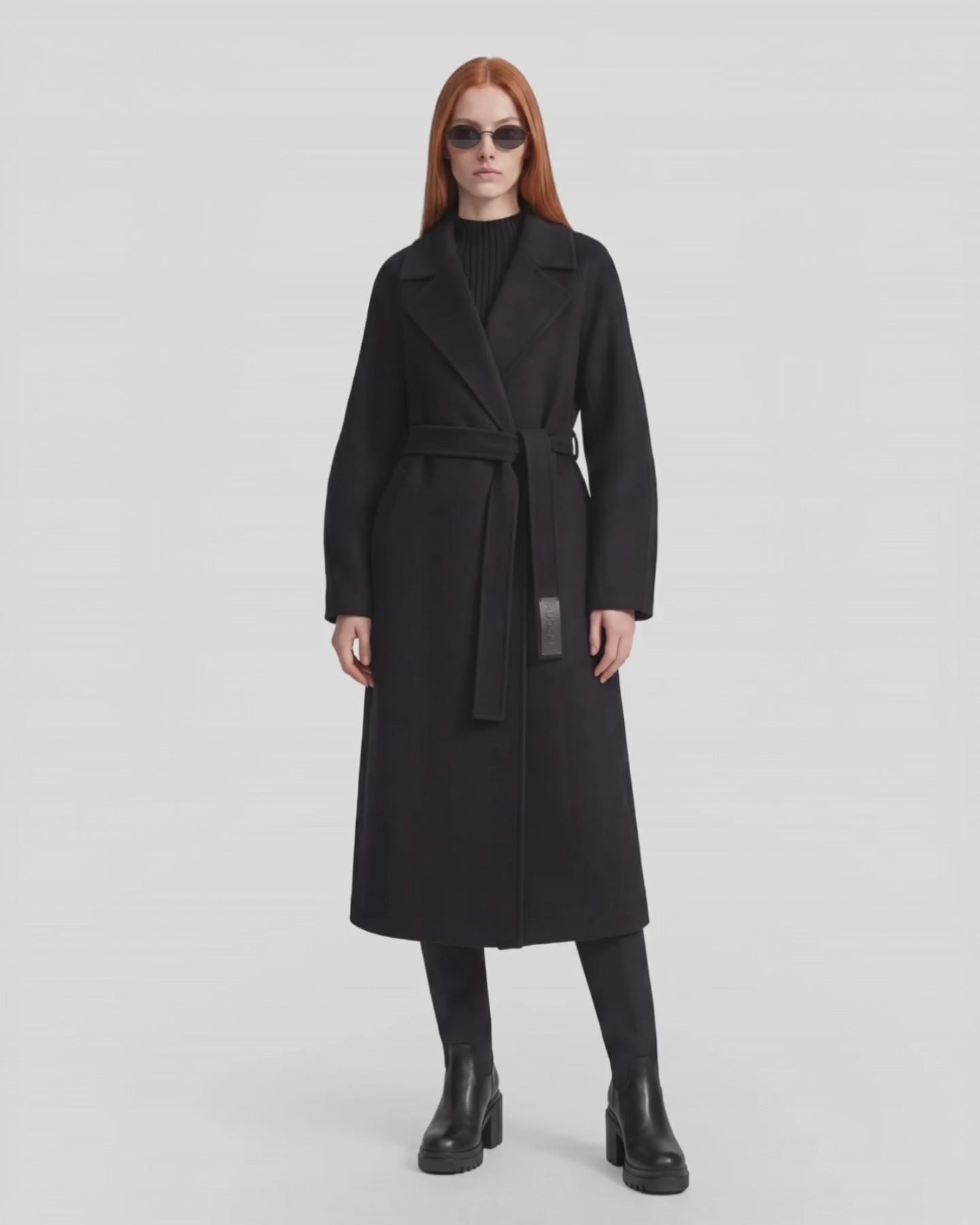 LILIA Black Women's Wool Silk Cashmere Wrap Coat - Versatile
