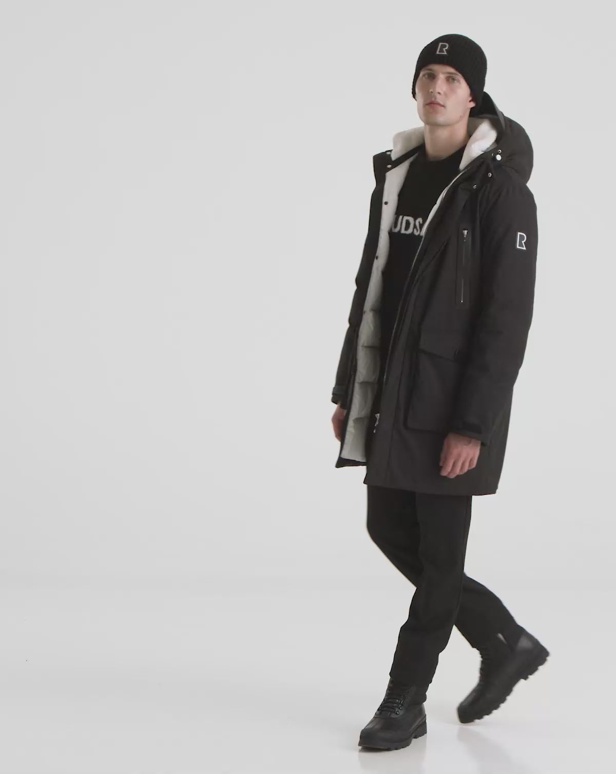 RUDSAK RANI Black Men's Down Parka | Warm Eco-Fill Urban Outerwear