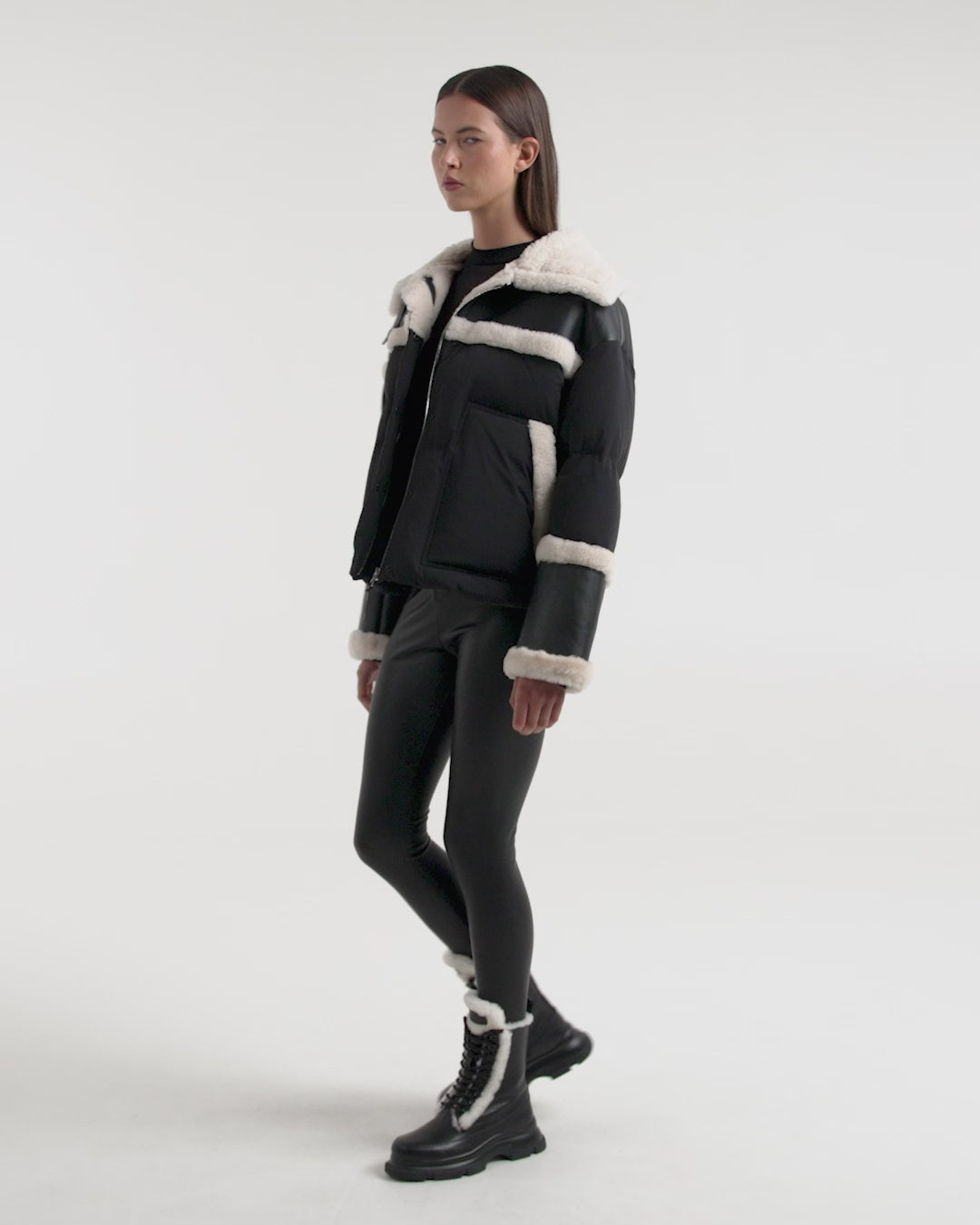 SHIRLEY Women's Shearling Down Jacket - Warm, Chic Black – Rudsak